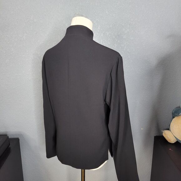 Harari Embroidered Floral Jacket Black Silk Blend Mandarin Collar Size S - Picture 5 of 14
